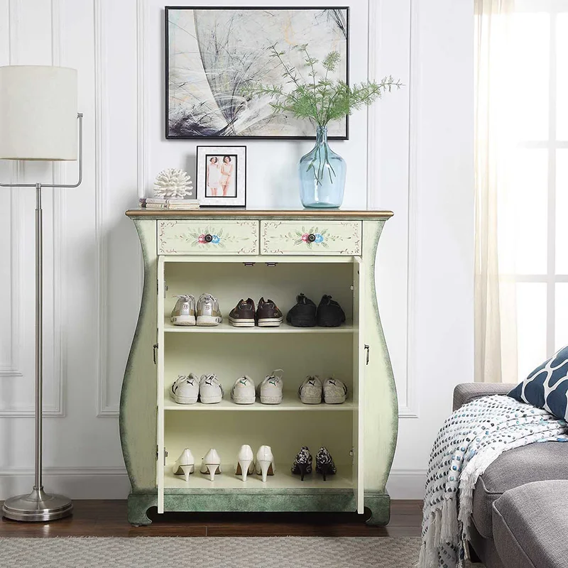 

Durable American painted vase cabinet Mediterranean solid wood retro drawer Bedroom storage locker storage storage seven chest