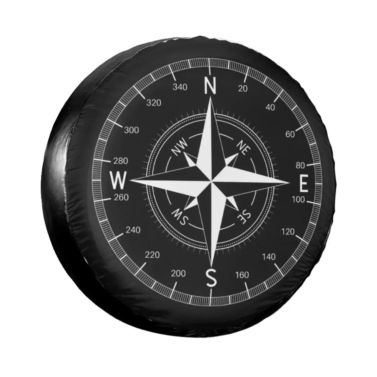 White Compass Spare Tire Cover for Jeep Pajero Nautical Direction Car Wheel Protectors Accessories 14