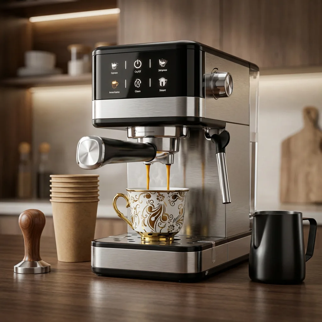 Máquina de café espresso semiautomática de 20 bares con vaporizador de leche - Compacta para uso doméstico, control inteligente de temperatura, cafetera para el hogar