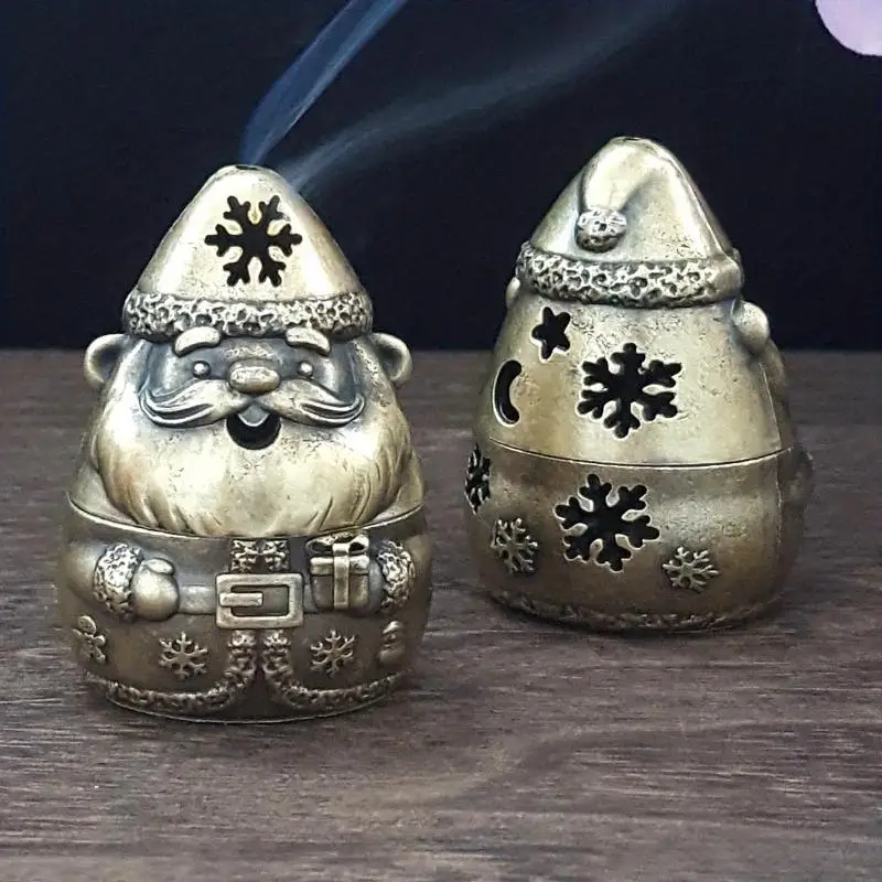 Metall-Weihnachtsmann-Räuchergefäß mit Hohlschneeflocken-Design Perfekt – Detail 5