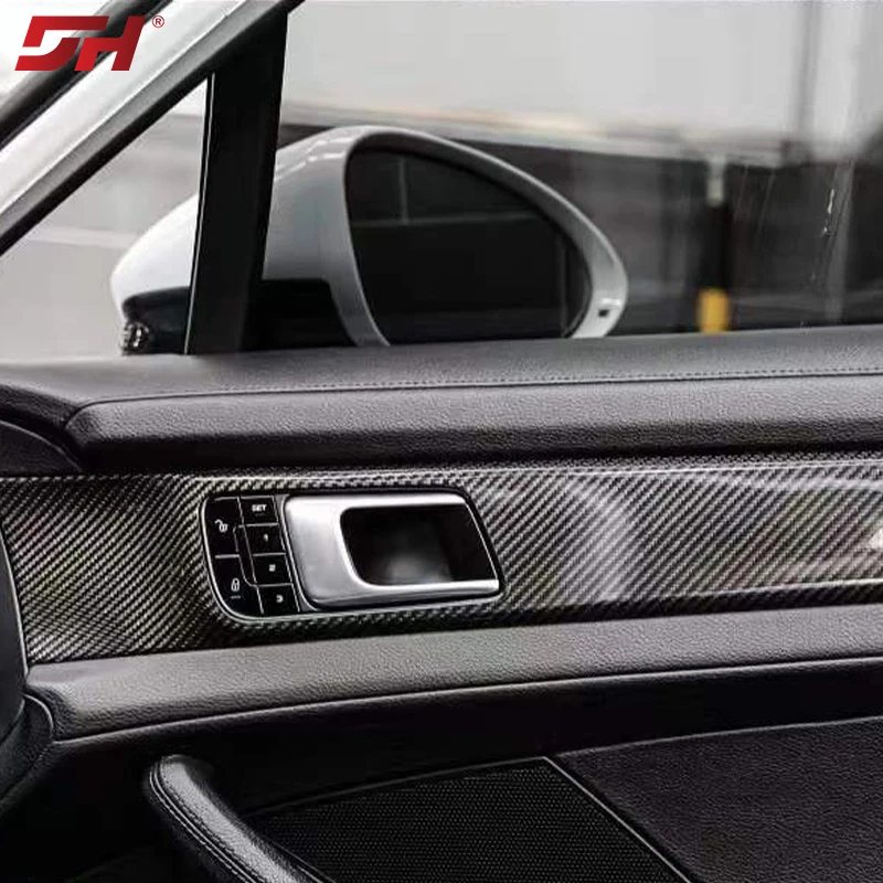 Panel Interior para puerta de coche, pegatina decorativa de fibra de carbono Real para Porsche Panamera 971, 2017-2023, accesorios interiores