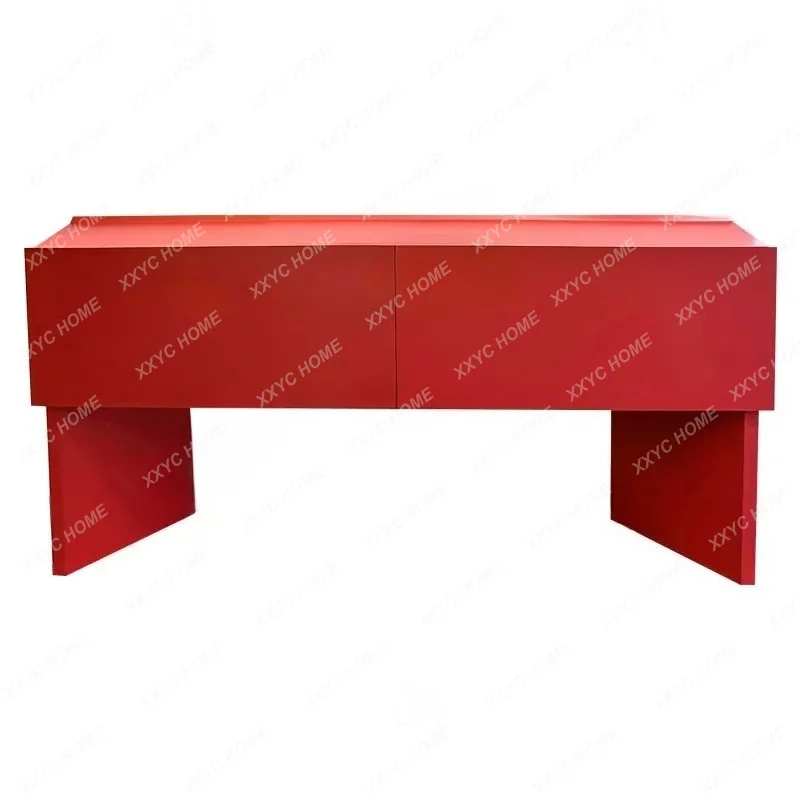 Light Luxury Foyer Table Red Entrance Cabinet Modern Minimalist Designer Sideboard Storage Cabinet