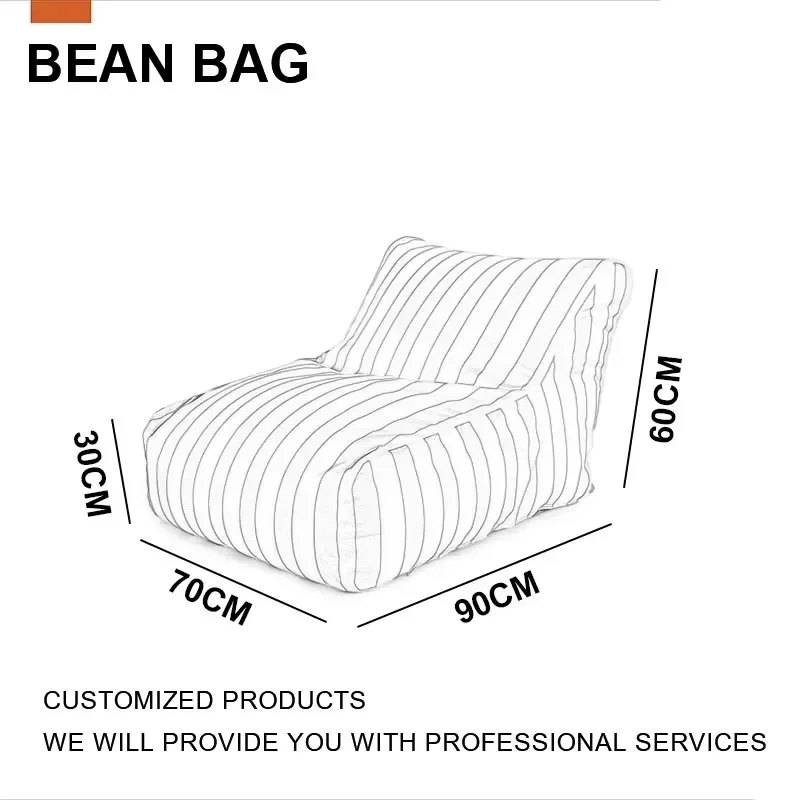 Outdoor Large Bean Bag Chair Waterproof for Adults Filled EPP Lazy Sofa Bed Striped Giant Bean Bag