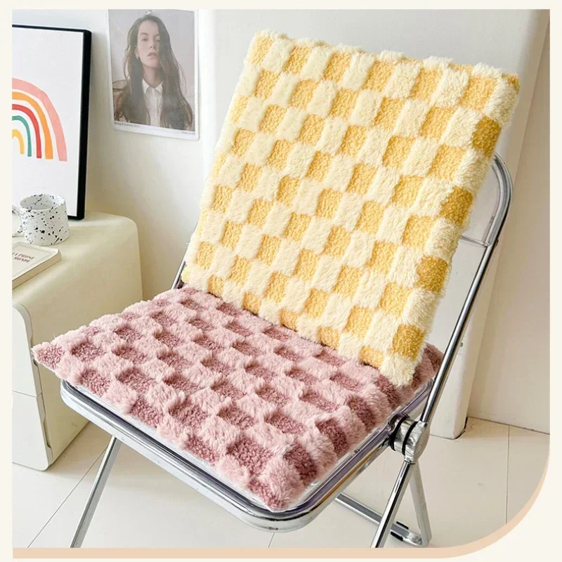 

Geometry Tufted Seat Cushion Soft Loop Fleece Breathable Round Square Chair Mat Cushion Office Sedentary Anti-slip Mats