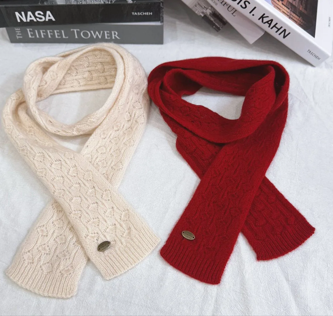 

Шикарный корейский шарф из тонкой мериносовой шерсти в стиле панк-стритвир, вязаный, теплый, для защиты шеи, зимний модный аксессуар