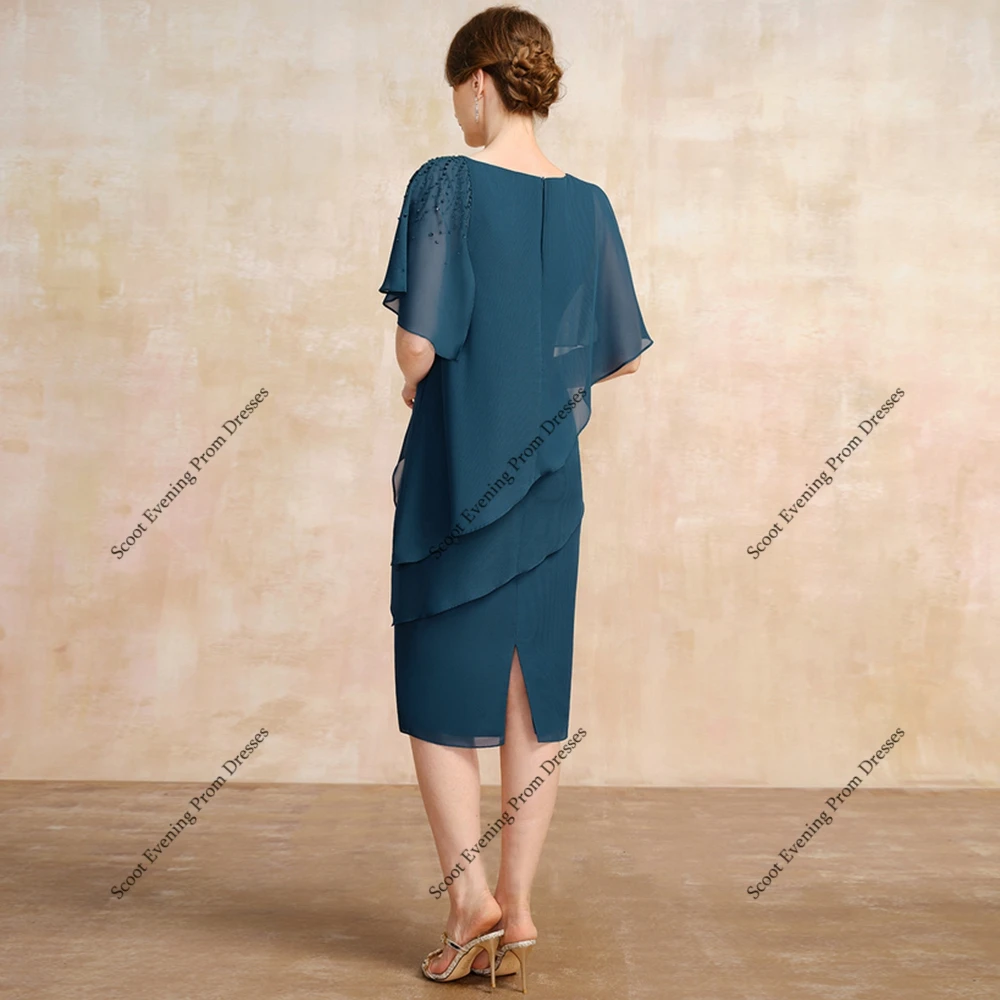 Пляжные зеленые платья для матери невесты с шифоновыми платьями для свадебной вечеринки с короткими рукавами для женщин, новинка лета 2023 года, Robe De Soirée