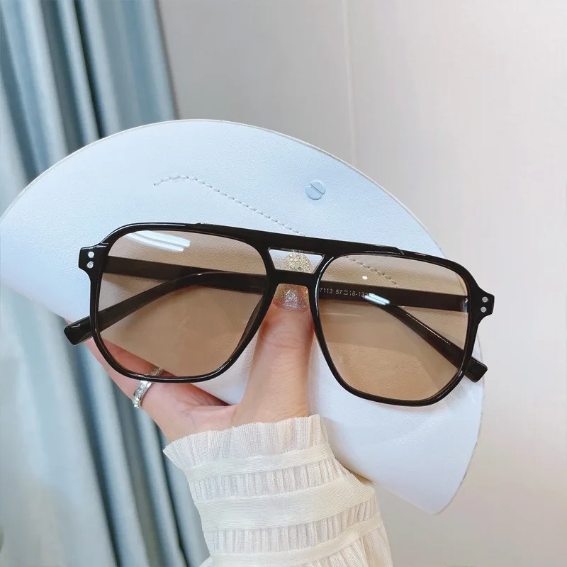 Vintage Übergroße Gelbe Linse Quadratische Sonnenbrille Für Frauen Luxus Marke Getönte Sonnenbrille Weibliche Retro Shades Sommer Punkte