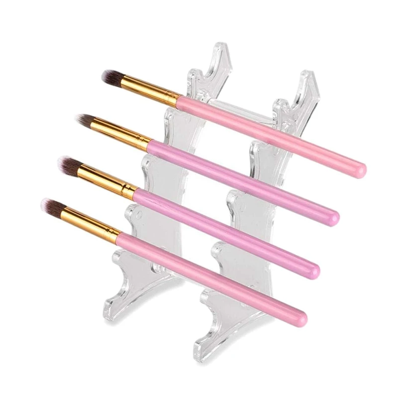 2X Acrylic 6-Slots Display Stand, Eyebrow Fountain Pen Pencil Jewelry Makeup Brush Rack Organizer Holder For Home, Clear