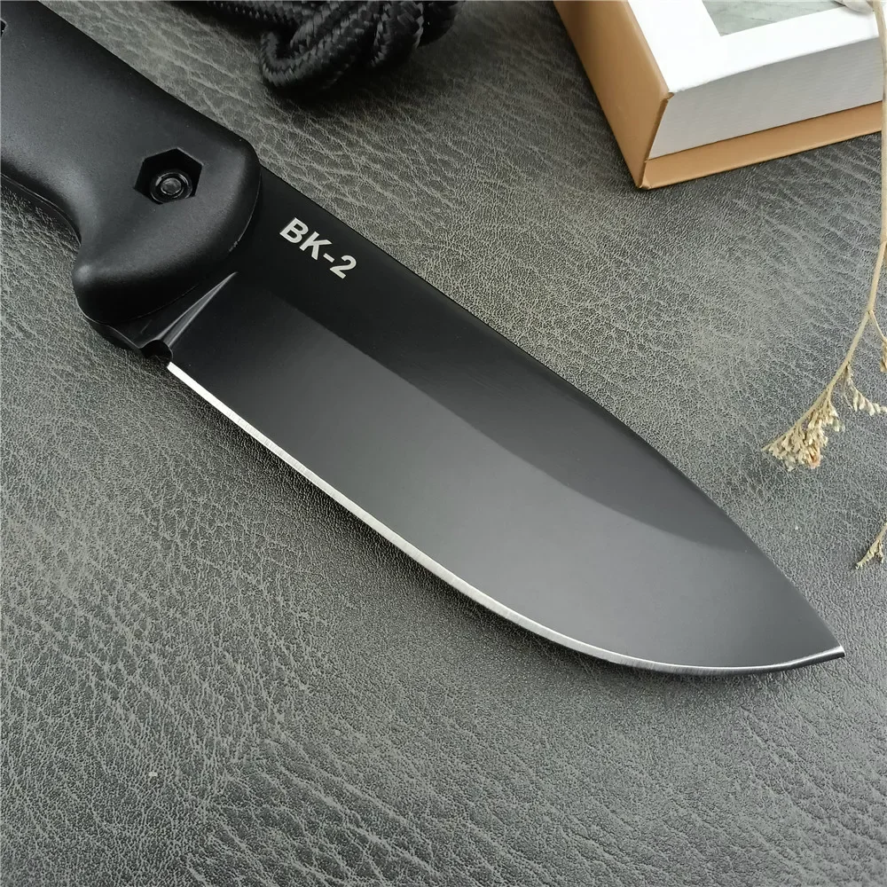 BK2 High hardness Wilderness Survival Multi functional Tactical Knife Camping Self Defense Portable Outdoor Hunting Knife