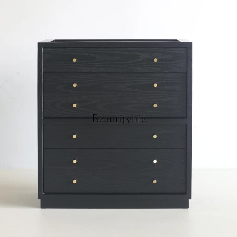 

Italian minimalist medieval black dining side cabinet living room solid wood storage cabinet