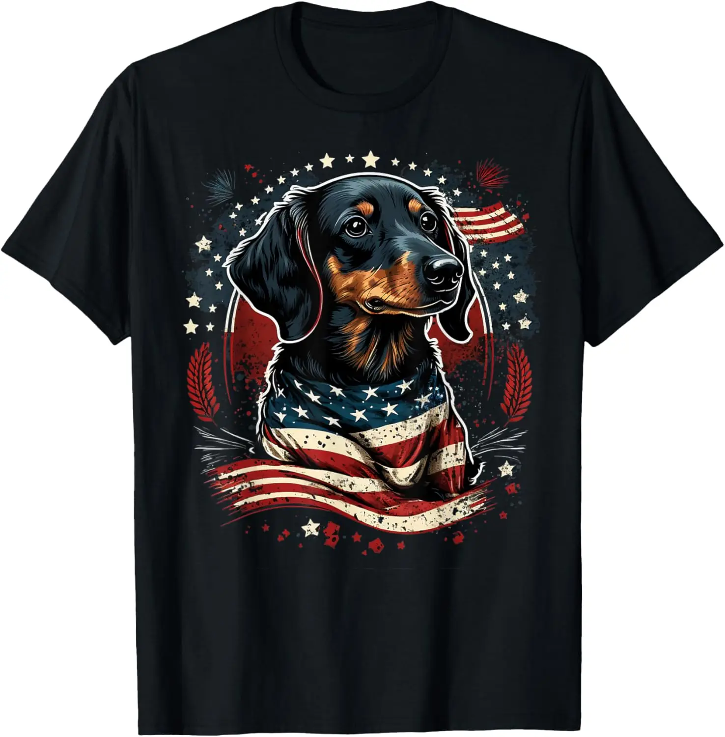 USA 4th Of July Dachshund on Patriotic American Dachshund T-Shirt