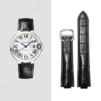 Delicate Selected Premium Cowhide Waterproof Breathable Watchband for Cartier Ballon Bleu Raised Interface Folding Buckle Strap