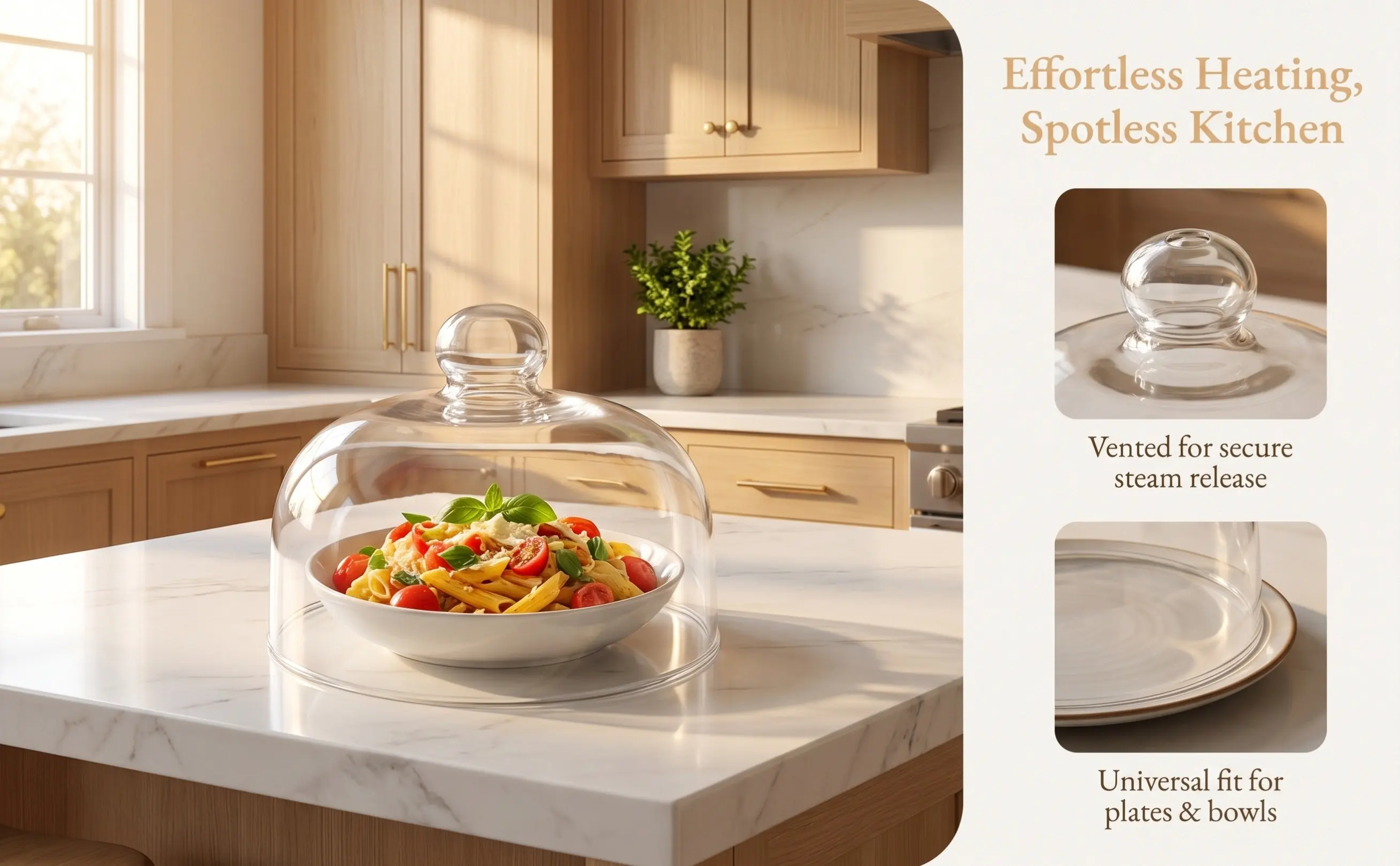 16Cm Transparent Glass Microwave Splatter Cover Vented Lid for Food High Temp Durability Easy Rinse Microwave Food