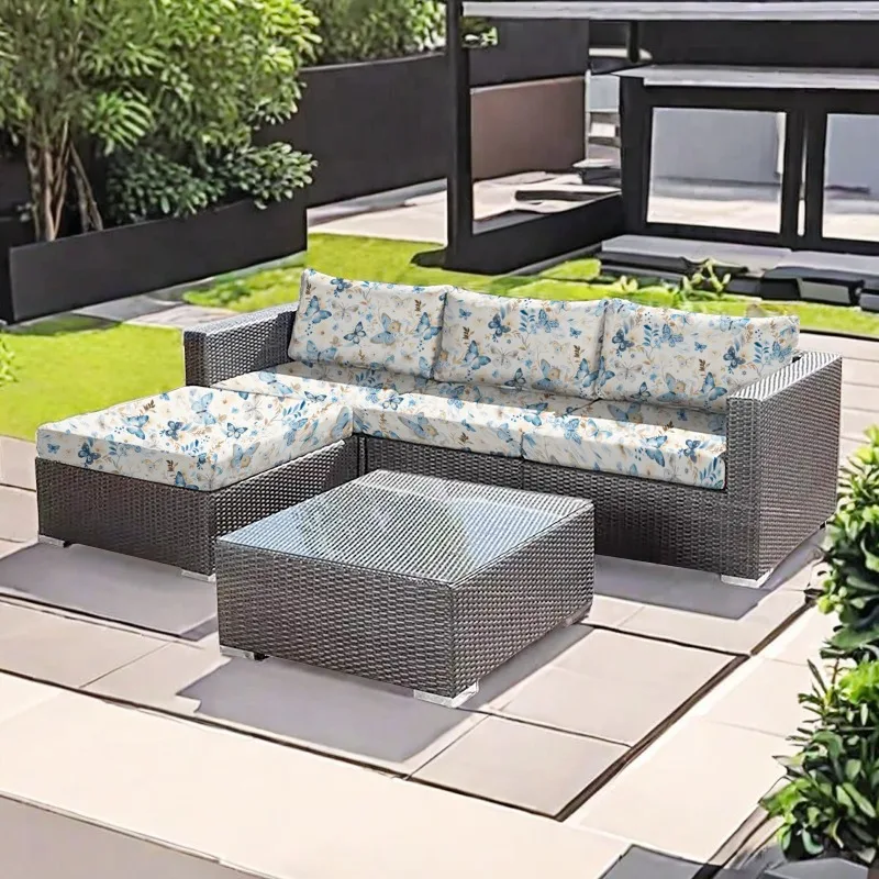 1PC Outdoor Patio Sectional Sofa Protector Patio Outdoor Cushion Cover Stretch Sofa Cushion Covers Replacement Couch Slipcover