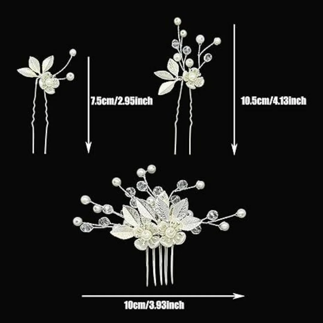 5 Pcs Crystal Luxury Hair Accessories Set Sweet Romantic Women\'s Bride Party Wedding Accessories Jewelry Hair Clip Hair Comb Set