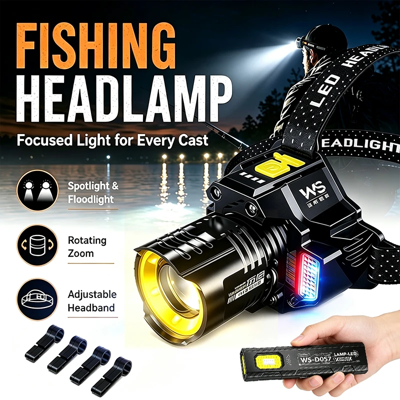 Leistungsstarke LED-Bewegungssensor-Stirnlampe, 18650 Wiederaufladbare COB-Kopflampe, Hochleistungs-1200LM IPX4 Wasserdicht für Angeln und Camping