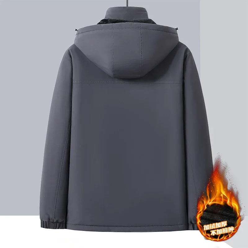 Big Size Winter Jacket Men Hooded Zip Up Padding Male Waterproof Padded Coat Fur Fleece-lined Warm Thick Windbreaker Plus 10XL