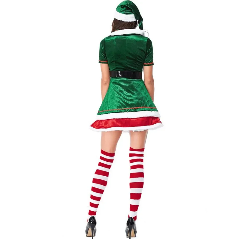 Mężczyźni i kobiety Boże Narodzenie Cosplay Santa Claus Couple Costume Green Xmas Elf Party Stage Performance Costumes Couple Claus Costume