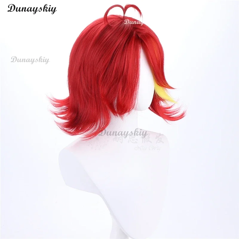 Peruca Cosplay Anime Niffty para Mulheres, Curto, Vermelho, Encaracolado, Calor Cabelo Sintético, Traje de Halloween, Interpretação de Festa