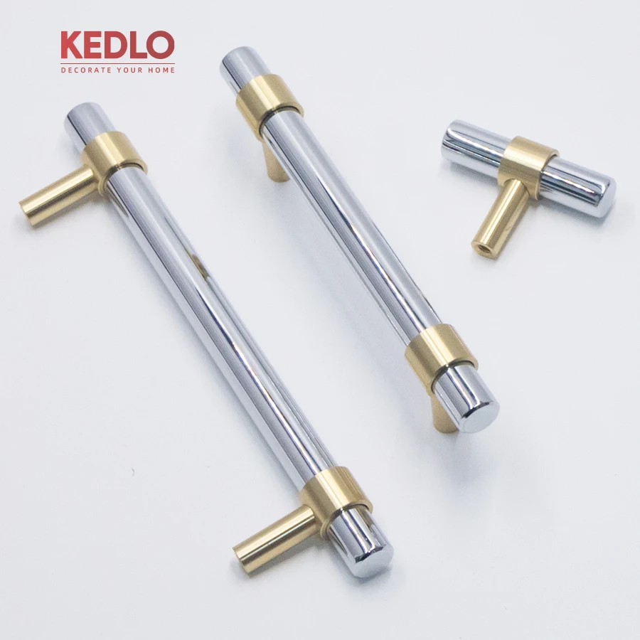 KEDLO Moderner europäischer Stil, silberfarbener, glänzend verchromter Griff, massiver Messing-Langgriff für Küchenschranktüren, dicker Griff – Detail 10