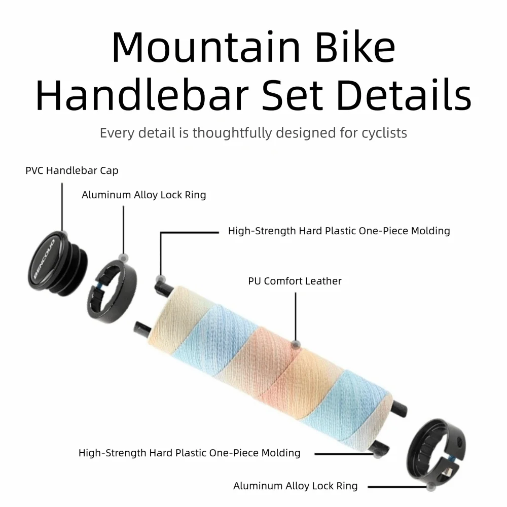 Gradient Color Bike Handlebar Grips Non Slip Lightweight Bicycle Handlebar Grips Shock Absorbing Textured PU Outer Layer