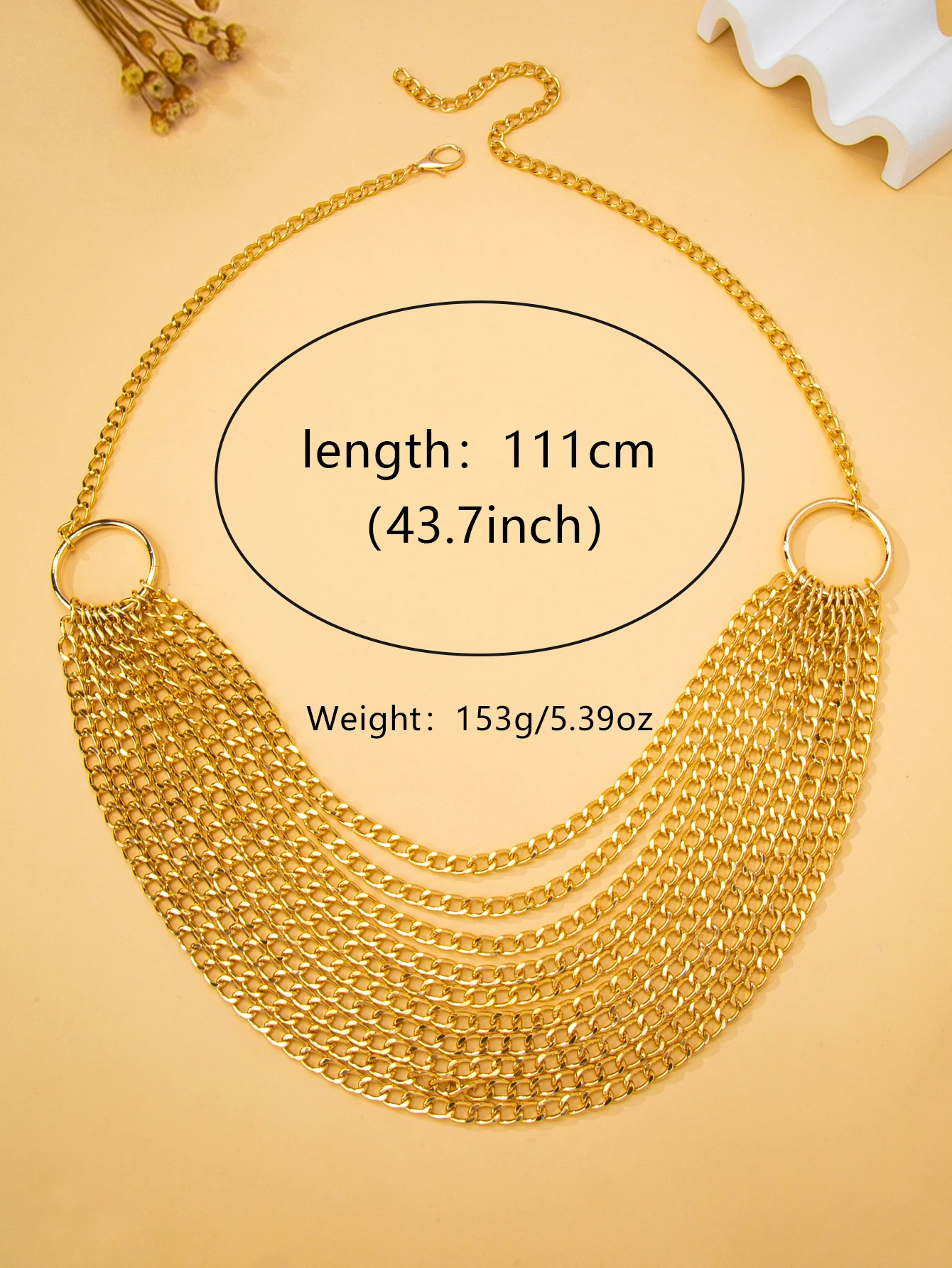 Multi-Layered Gold Chain Waist Chain for Women, Irregular Tassel Body Chain, Round Buckle Hot Girl Waist Belt, Nightclub Party Beach Bikini Accessory view 6