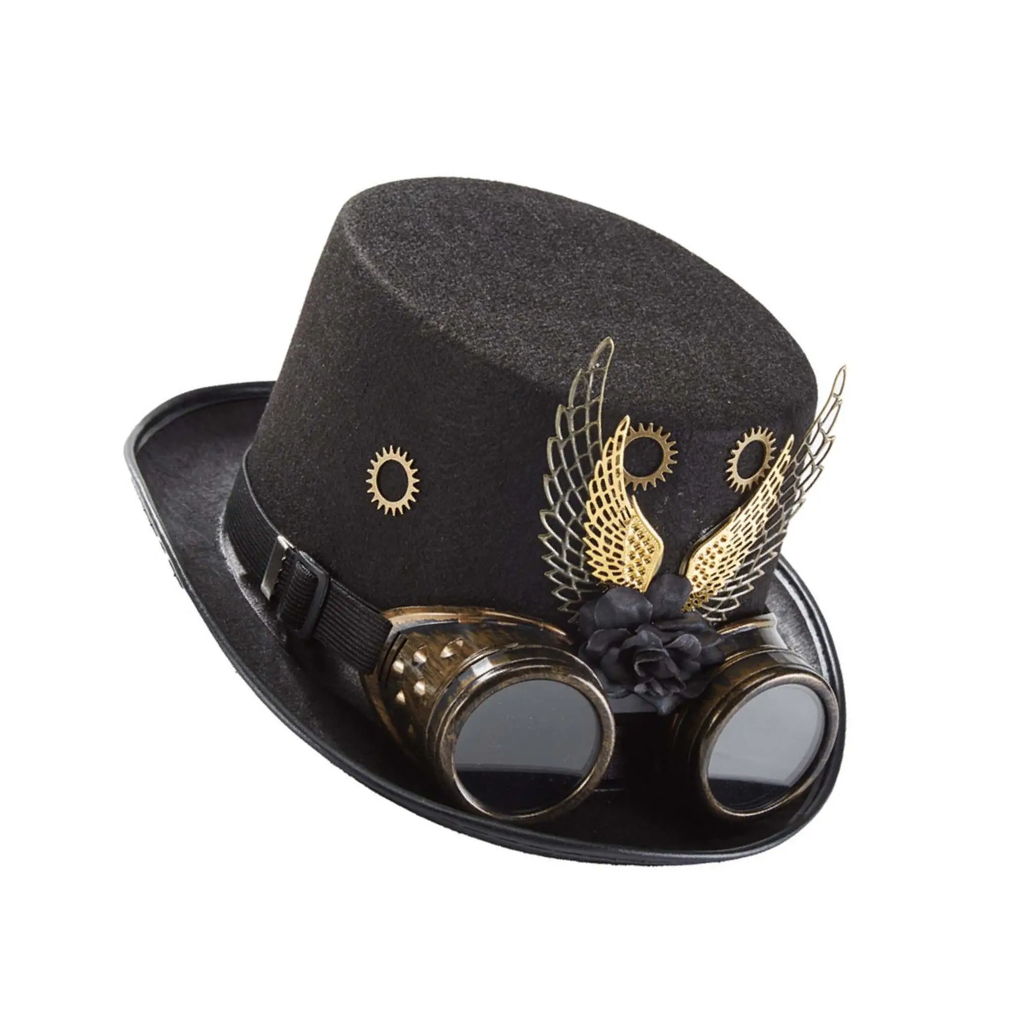 Sombrero De Copa Steampunk Con Gafas Vintage Y Cadenas, Ajustable Unisex Para Disfraces De Halloween Y Cosplay