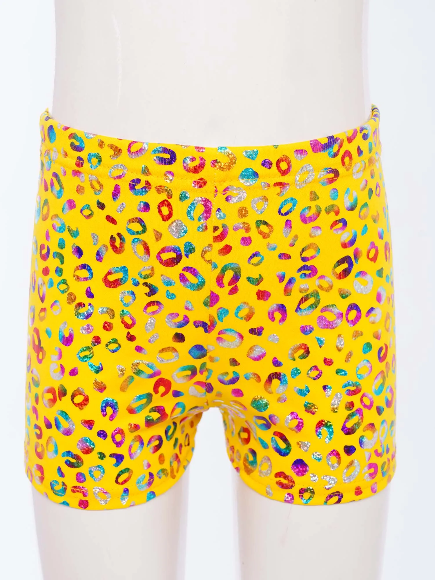 Short de danse de Ballet imprimé léopard métallique pour enfants filles et garçons, Boxer à taille élastique, Costume de spectacle de danse, Streetwear