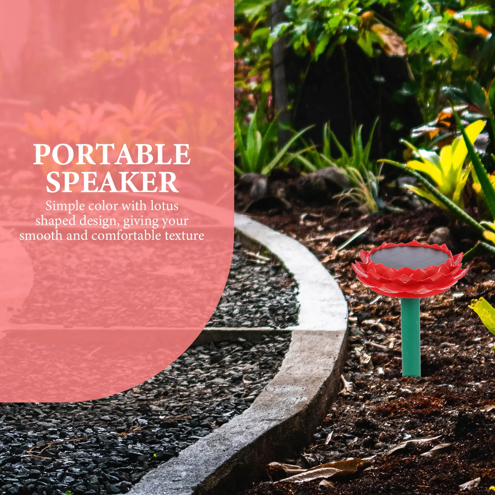 

1PC Solar Powered Waterproof Outdoor Portable Speaker Lotus Shaped Buddha Music Player for Garden Yard Decorative Use