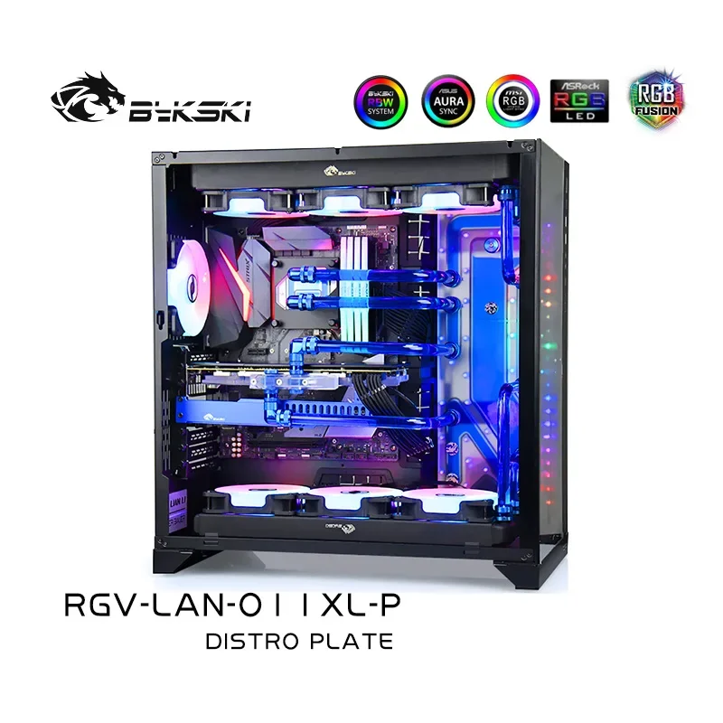 Bykski Distro Plate Kit For LIAN LI-ROG O11 Dynamic XL Case,2X360 Radiator MOD Water Cooling Solution,12V/5V RGV-LAN-O11XL-P