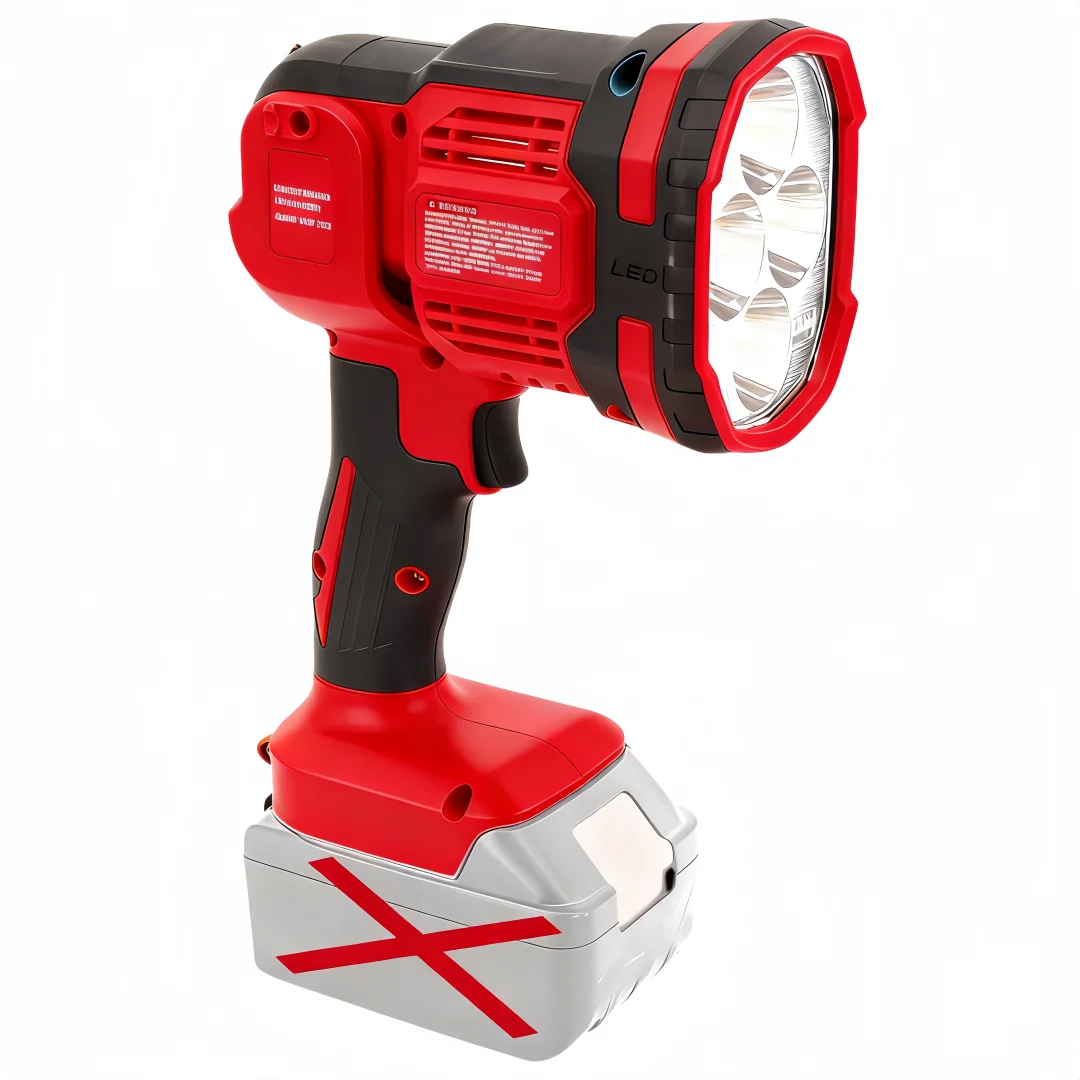 For Milwaukee 18V battery LED Emergency Light with Adjustable Angle - High Brightness, Great for Camping, Car Fix & Workshops