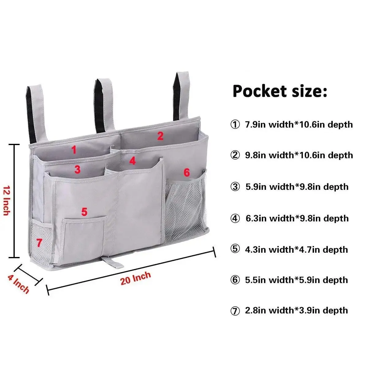 Multi Pockets Baby Bedside Storage Bag Hanging Bag Bed Accessories Oxford Cloth FWall-mounted Durable Bed Side Hanging Bag