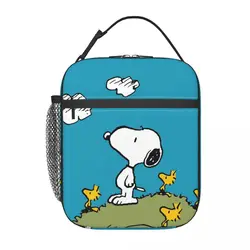 Bolsa de almuerzo con aislamiento de Snoopy de dibujos animados para mujer, bolso de mano reutilizable, térmico, personalizado, lindo, escuela