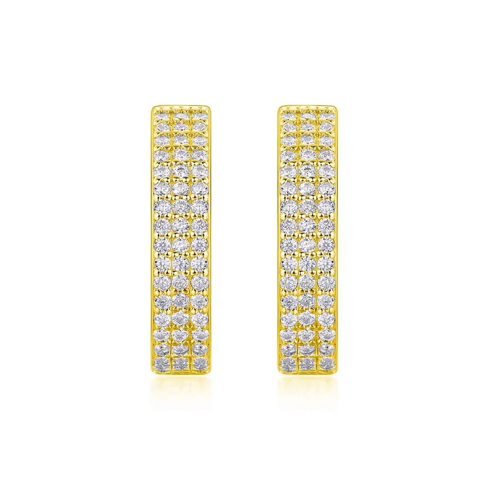 Infrarroy-pendientes de aro chapados en oro amarillo de 18 quilates para hombre y mujer, aretes de aro de diamante de moissanita de corte redondo de