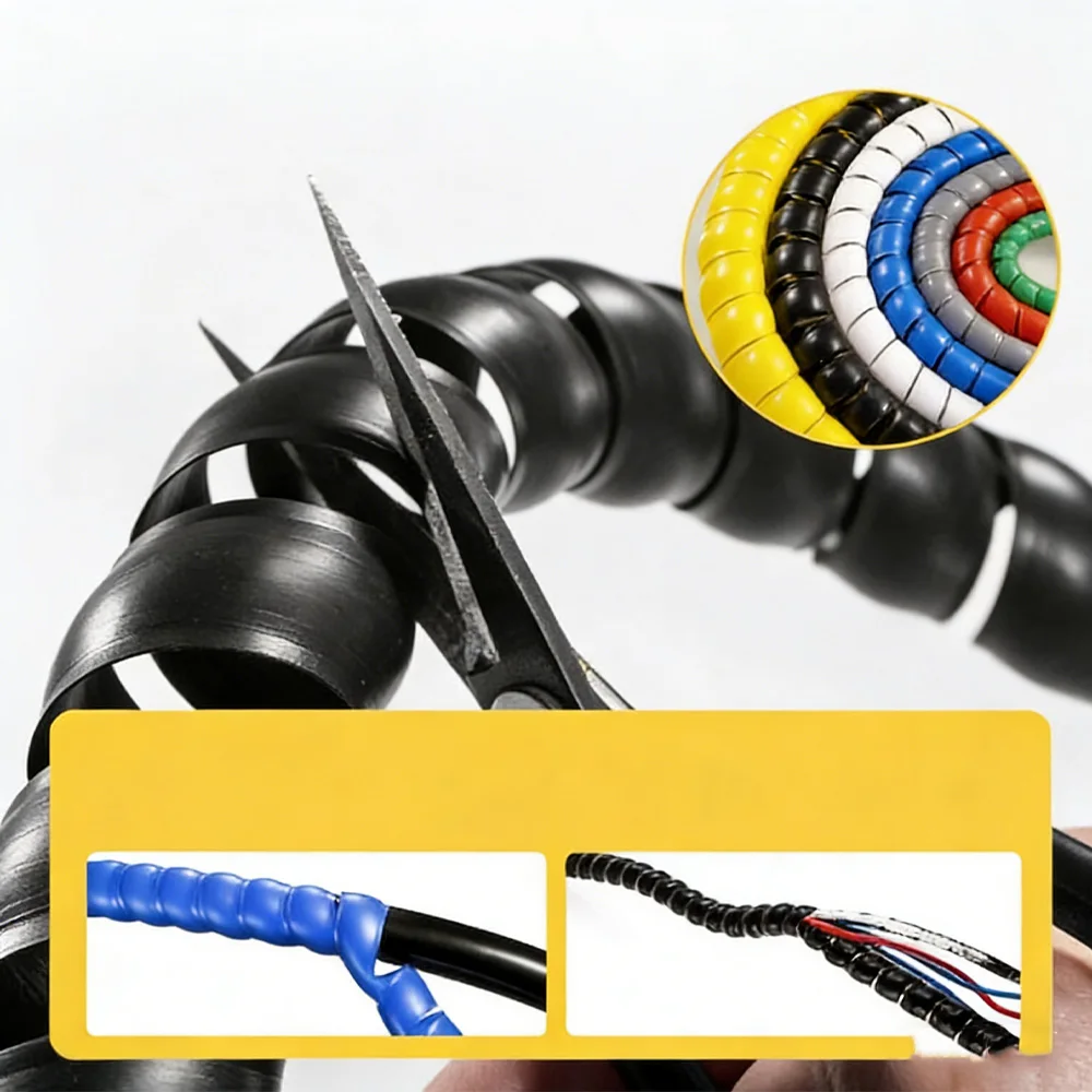 Winding Tube ID 8/10/12/14/16-130mm Wire Organizer Cable Protection Sleeve Tube Protection Sleeve Spiral Wrap Winding Protector