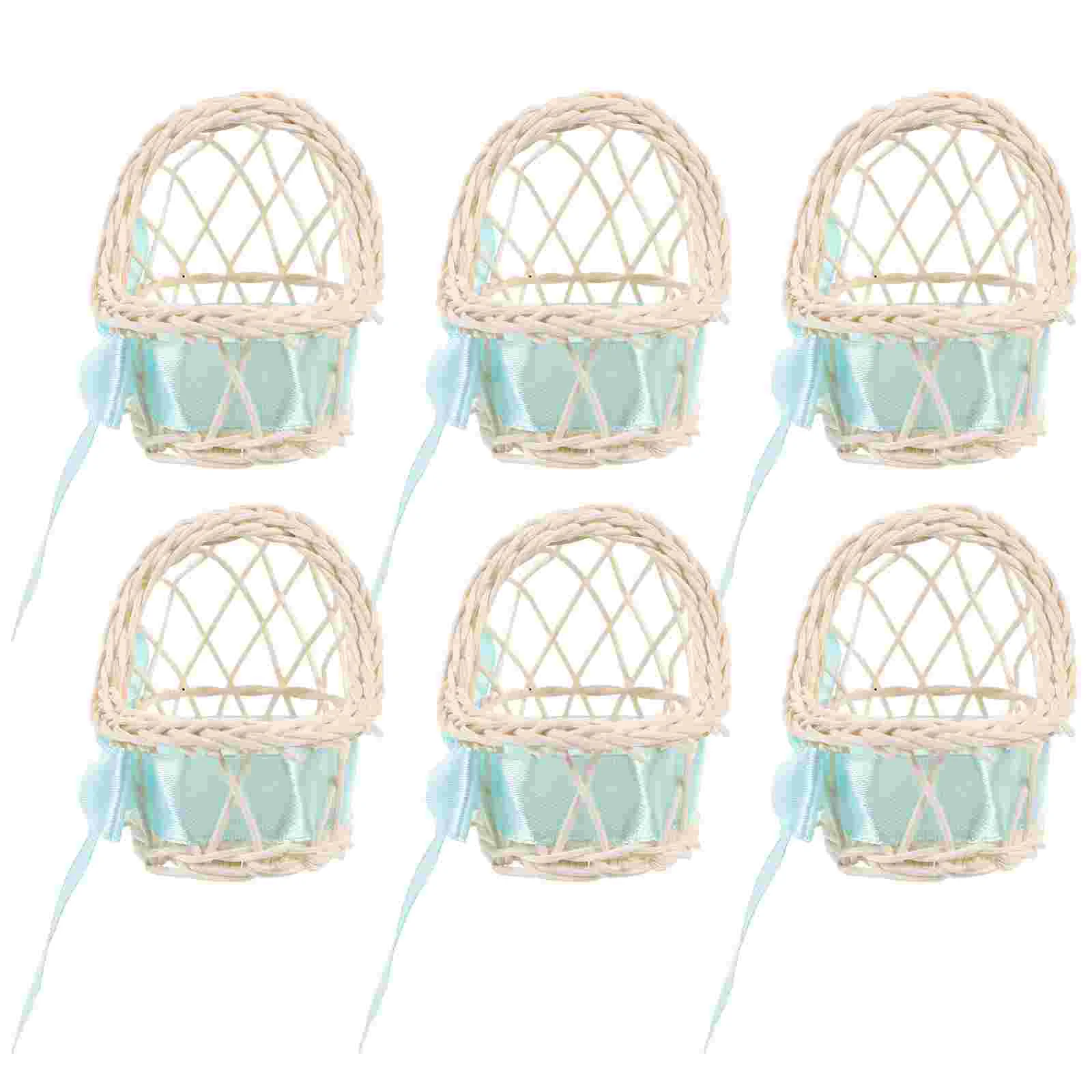 6 Pcs Flower Basket Resin Model House Supplies Home Decor Ornament Strollers Miniature Supply Woven