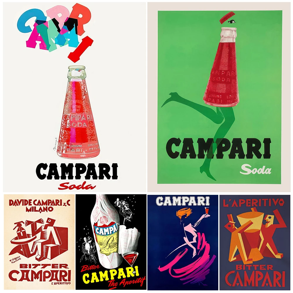 

Vintage Abstract Wall Art Canvas Painting,Mid-Century Modern Drink Advertisement Poster And Prints Home Decor Unframed