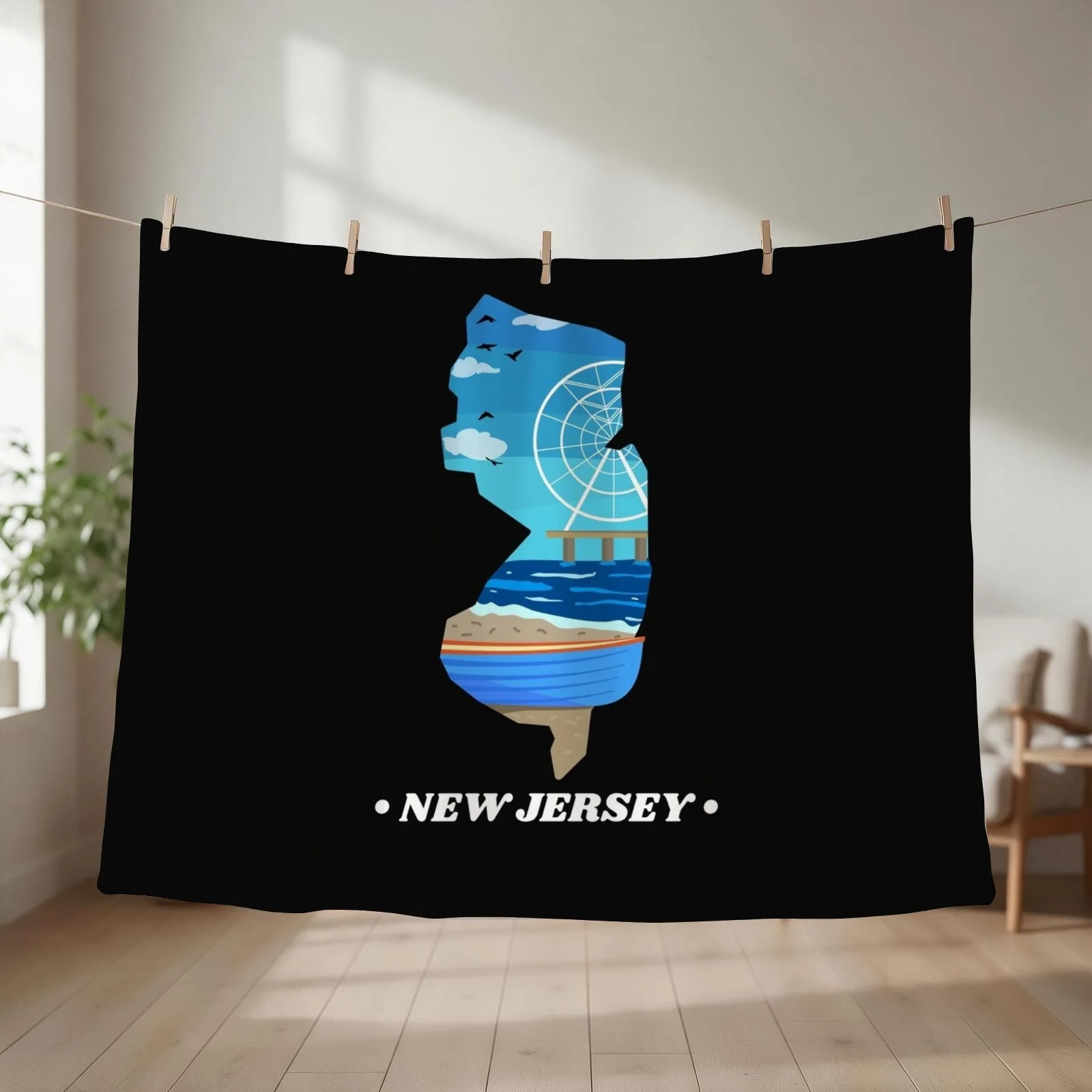 State of New Jersey Throw Blanket couch cozy soft plush fuzzy picnic outdoor blanket