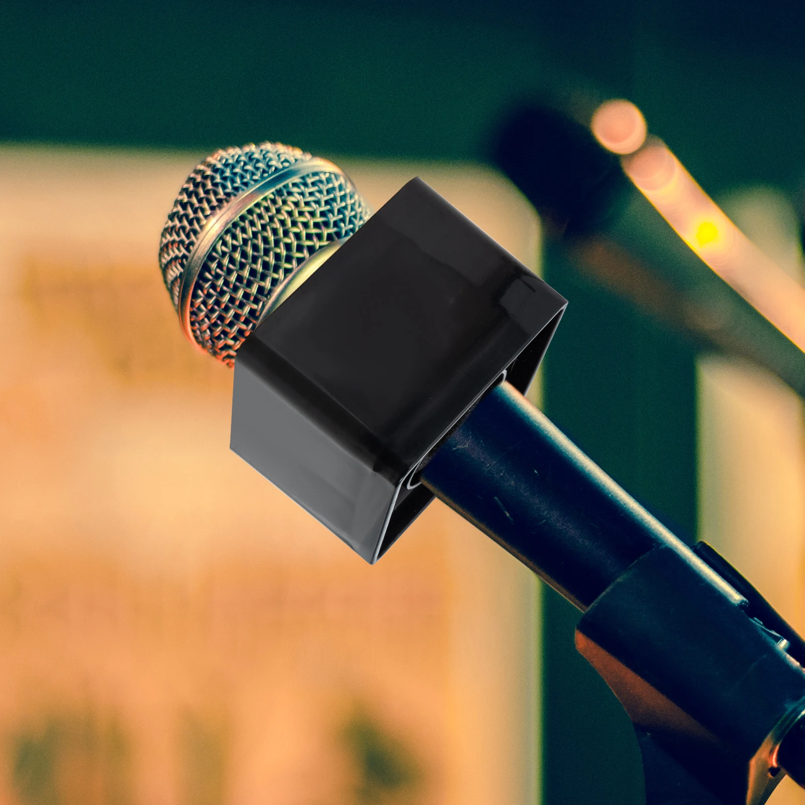 

2pcs Square ABS Durable Mic Logo Flag for Interview Small Compact Portable DJ Abs Microphone Logo Equipment Accessories