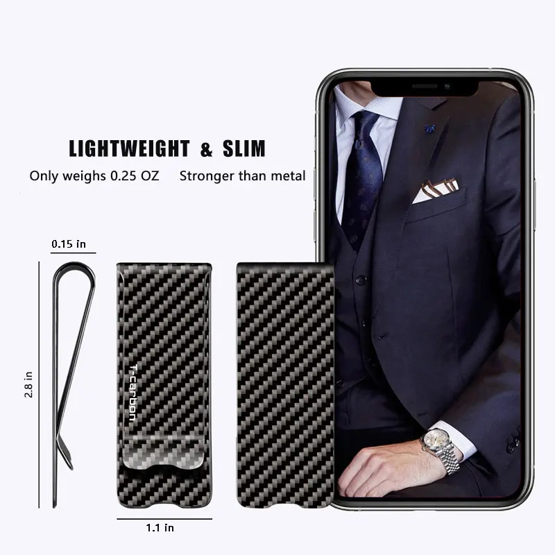 Carbon Fiber Money Clip for Cash Credit Card Front Pocket Wallet Minimalist Wallet Slim Wallet Credit Business Card Holder