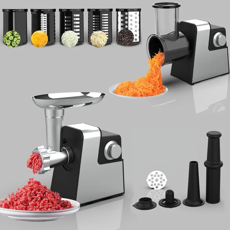 Double Speed 2 in 1 Can Cut Vegetable Meat Grinder Household Electric Stainless Steel Multi-function Sausage Meat Grinder