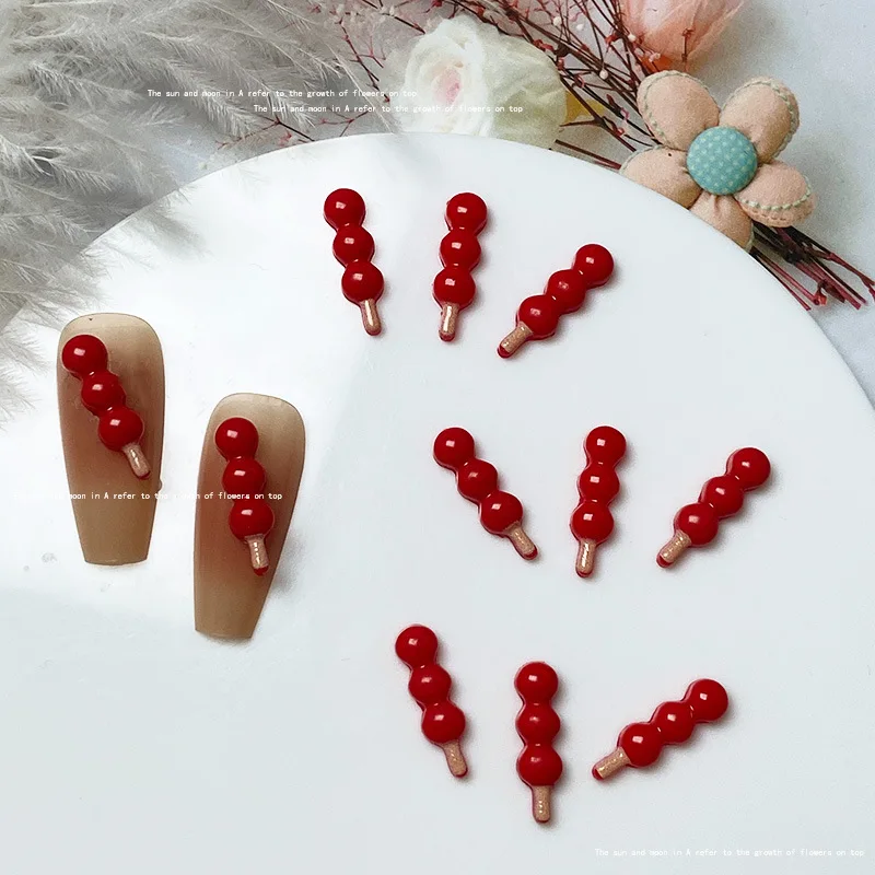 10pcs 3D Chinese Kawaii Resin Nail Art Charms Exquisite Candy Design Nail Rhinestones Decorations DIY Cartoon Accessories Parts