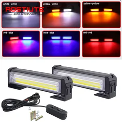 2PCS COB Car Warning Emergency Lights Police Strobe Lights LED Stroboscopes Auto Grill Flashing Lamp for Offroad 4X4 Truck SUV