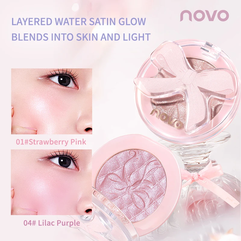NOVO Pink Satin Ballet Monochrome Powder Blusher Silky Smooth Pearlescent Powder Gentle Color System Hand Makeup Facial Makeup