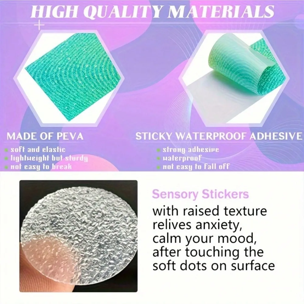 36Pcs Anxiety Relief Fidget Stickers, Colorful Textured Sensory Adhesives for Desk Classroom Stress Relief Relax Supplies