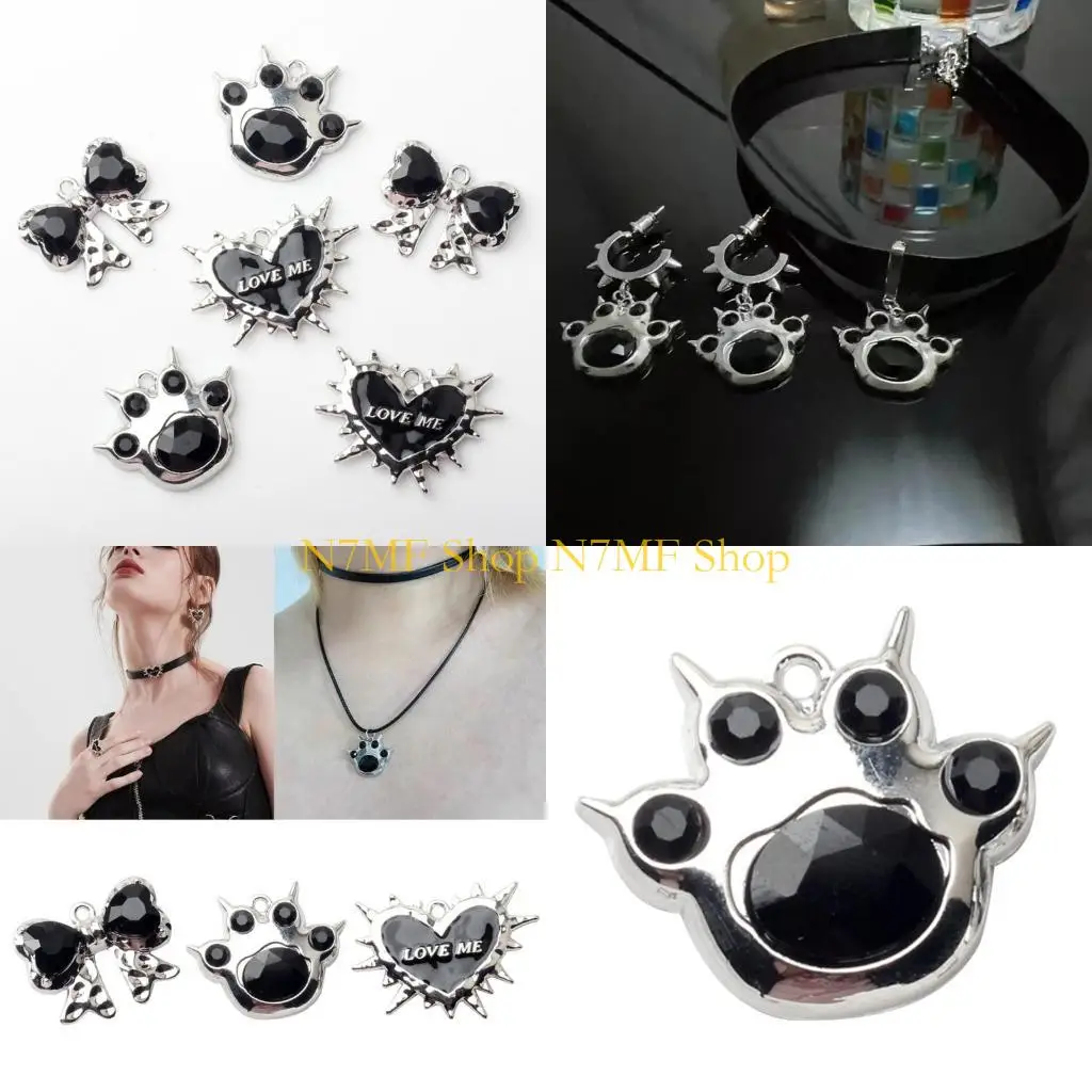 N7MF Jewelry Making Charm Sweet Heart Pendant with Hole for Bracelet Keychain Crafts