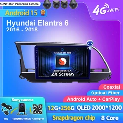 Android 15 Carplay Auto Car Radio Multimedia Player For Hyundai Elantra 6 2016 2017 2018 Autoradio GPS Stereo 2din Head Unit