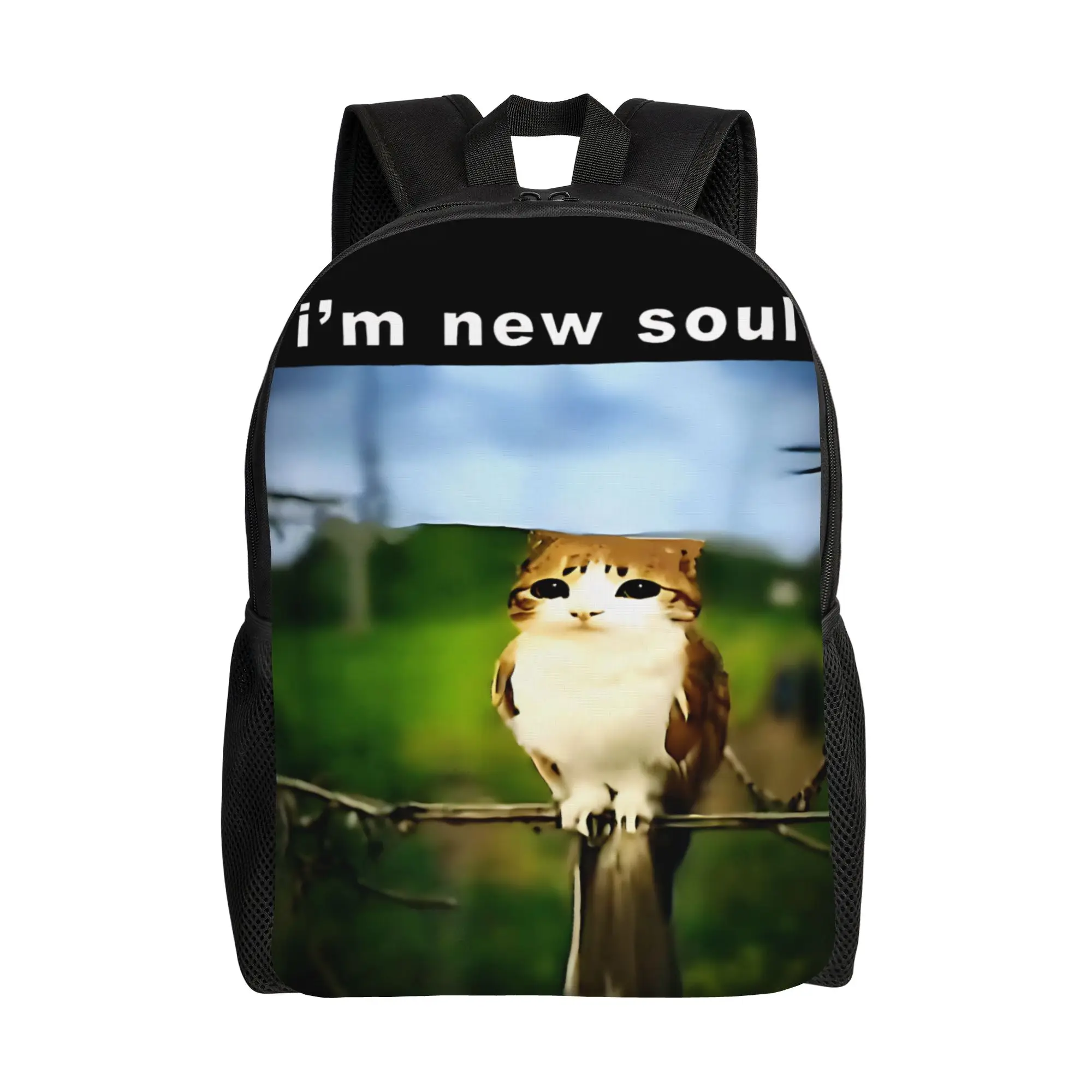 

I'm New Soul Meowl Meme Cool Backpack Lightweight High School Daypack for Men Women Laptop Computer Canvas Bags