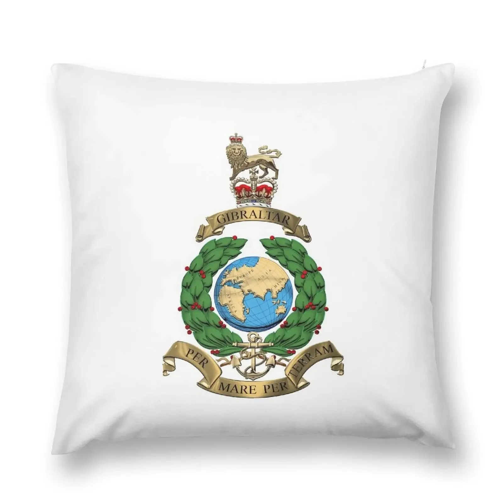 Royal Marines - RM Badge over White Leather Throw Pillow pillow pillowcase Decorative Sofa Cushion pillow