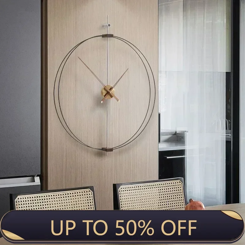 Art Wall Clock Silent Spain Watches Large Living Room Clocks Creative Luxury Minimalist Watch Solid Wood Pointer Home Decoration